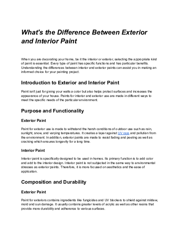 (PDF) What's the Difference Between Exterior and Interior Paint James Henry Academia.edu