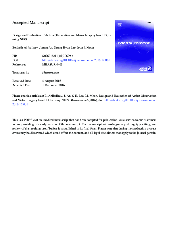 (PDF) Design and evaluation of action observation and motor imagery
