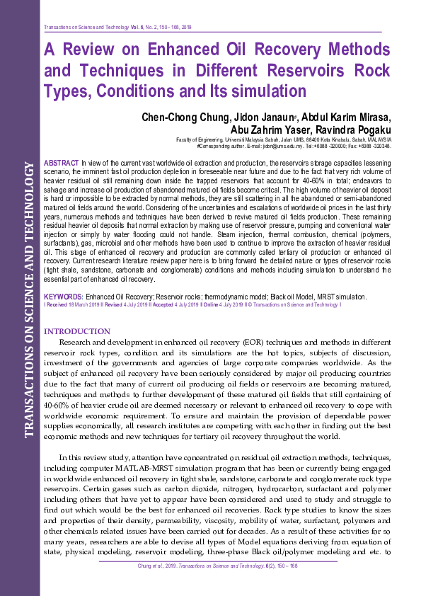 (PDF) A Review on Enhanced Oil Recovery Methods and Techniques in ...