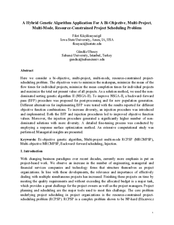 (PDF) A hybrid genetic algorithm application for a bi-objective, multi ...