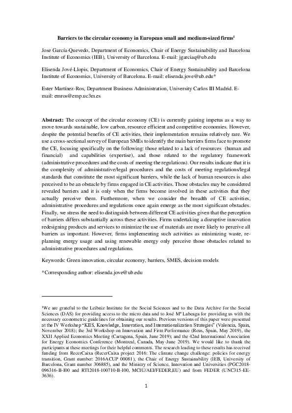 (PDF) Barriers to the circular economy in European small and medium ...