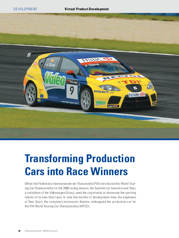 (PDF) Transforming production cars into race winners