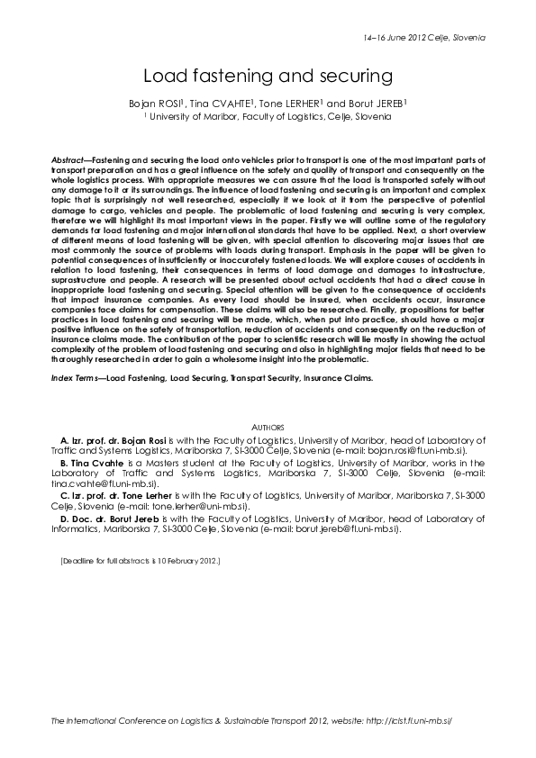 (PDF) Load fastening and securing