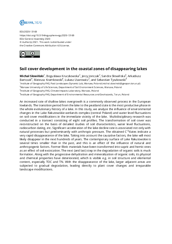 (PDF) Soil cover development in the coastal zones of disappearing lakes