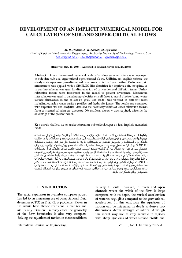 (PDF) Development of an Implicit Numerical Model for Calculation of Sub ...