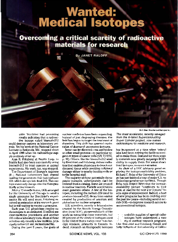 (PDF) Wanted: Medical Isotopes: Overcoming a critical scarcity of ...