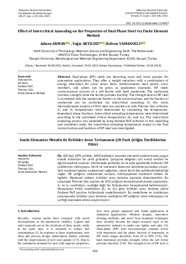 (PDF) Effect of Intercritical Annealing on the Properties of Dual Phase ...