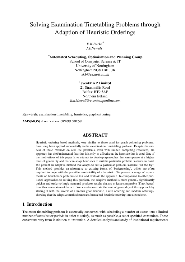 (PDF) Solving Examination Timetabling Problems through Adaption of ...