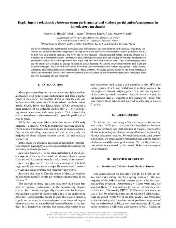 (PDF) Exploring the relationship between exam performance and student ...
