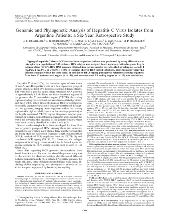 (PDF) Genomic and Phylogenetic Analysis of Hepatitis C Virus Isolates ...