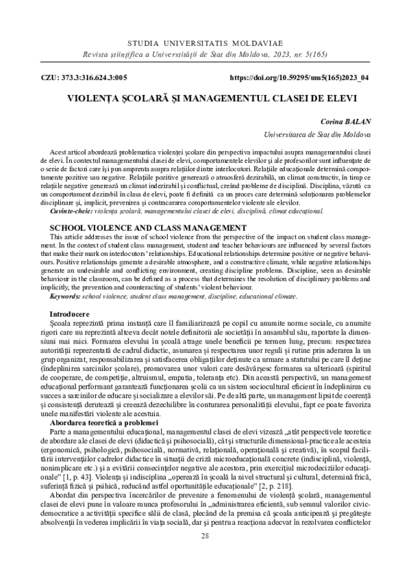 (PDF) School violence and class management