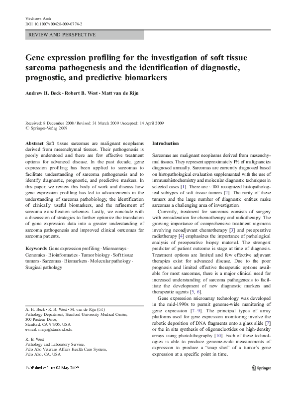 (PDF) Gene expression profiling for the investigation of soft tissue ...