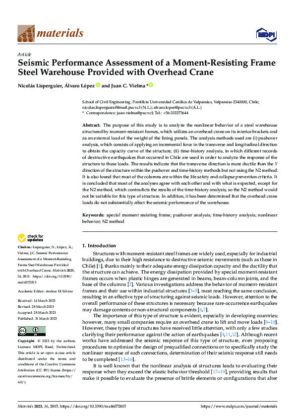 (PDF) Seismic Performance Assessment of a Moment-Resisting Frame Steel ...