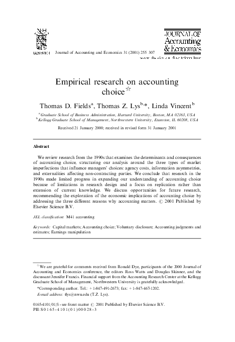 (PDF) Empirical research on accounting choice