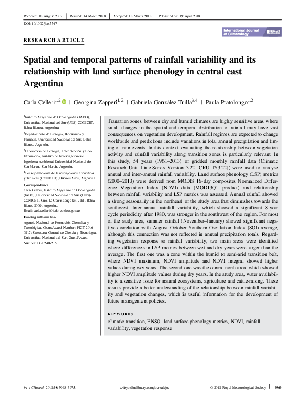(PDF) Spatial and temporal patterns of rainfall variability and its ...