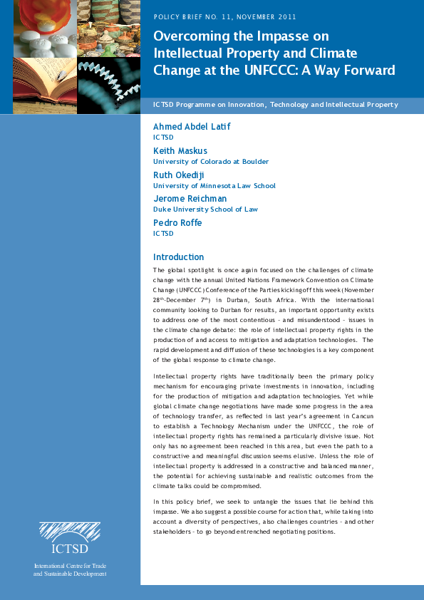 (PDF) Overcoming the Impasse on Intellectual Property and Climate ...