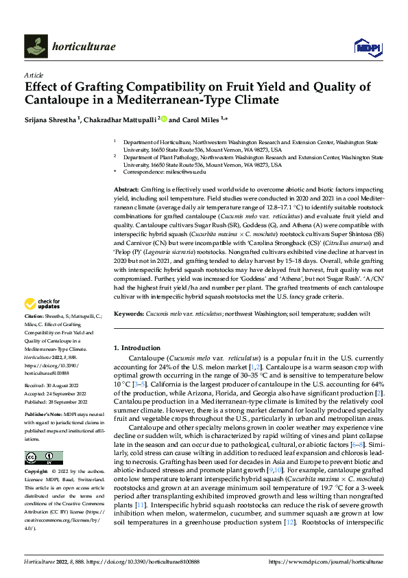 (PDF) Effect of Grafting Compatibility on Fruit Yield and Quality of ...