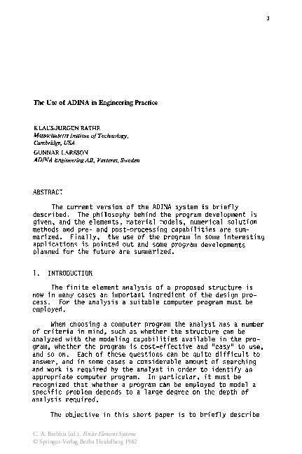 (PDF) The Use of ADINA in Engineering Practice