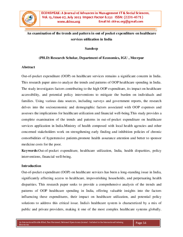 (PDF) An examination of the trends and pattern in out of pocket ...