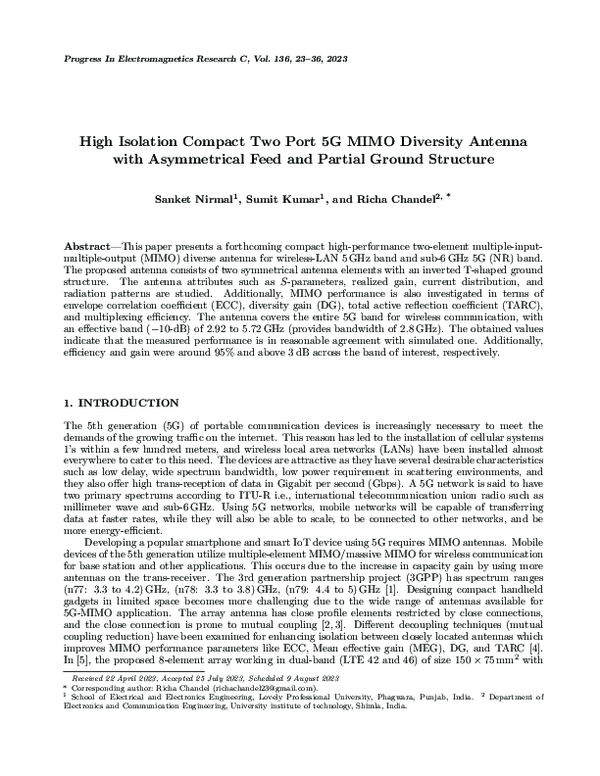 (PDF) High Isolation Compact Two Port 5G MIMO Diversity Antenna with ...