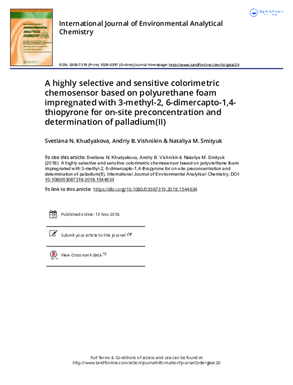(PDF) A highly selective and sensitive colorimetric chemosensor based ...
