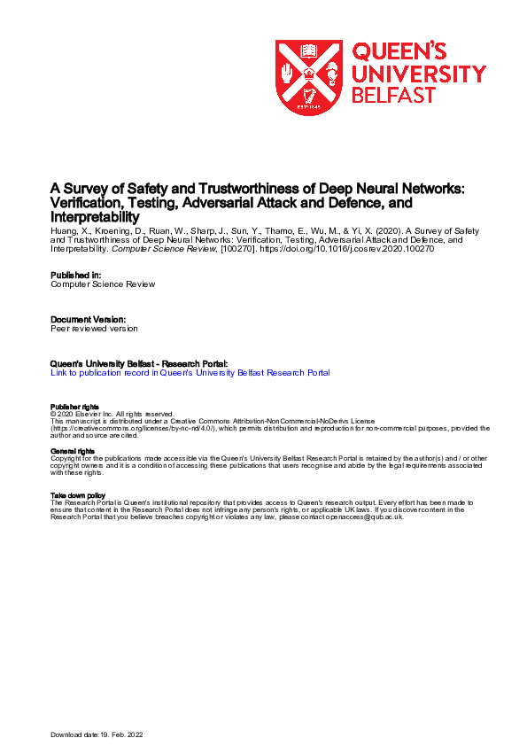 (PDF) A survey of safety and trustworthiness of deep neural networks ...