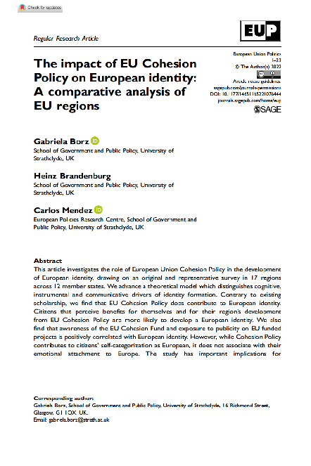 (PDF) The impact of EU Cohesion Policy on European identity: A ...