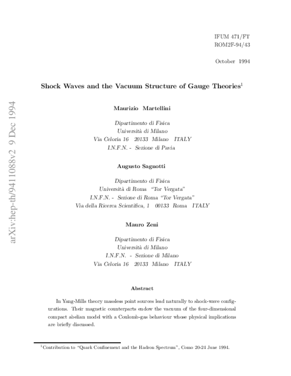 (PDF) Shock waves and the vacuum structure of gauge theories
