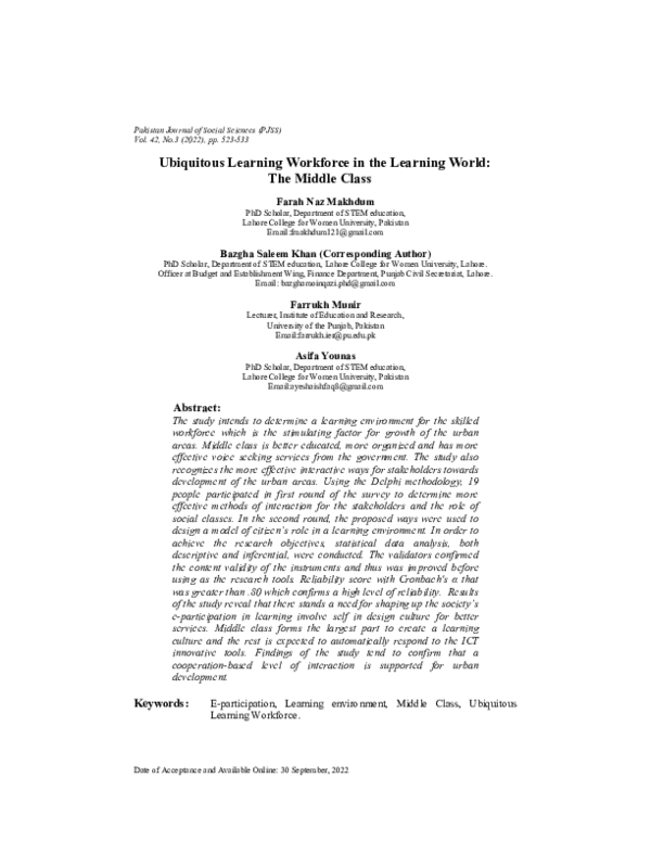 (PDF) Ubiquitous Learning Workforce in the Learning World: The Middle Class