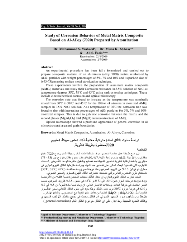 (PDF) Study of Corrosion Behavior of Metal Matrix Composite Based on Al ...