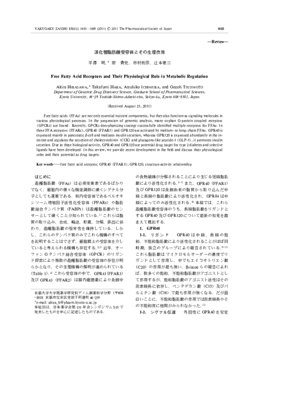 (PDF) Free fatty acid receptors and their physiological roles in the colon