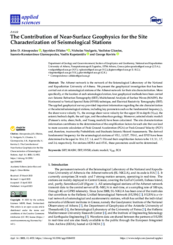 (PDF) The Contribution of Near-Surface Geophysics for the Site ...
