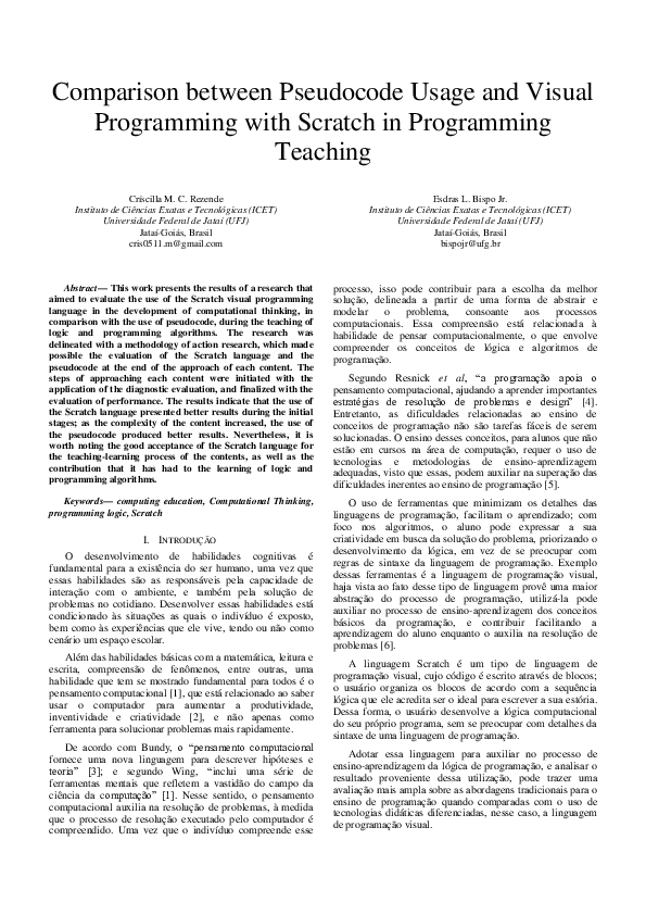 (PDF) Comparison between Pseudocode Usage and Visual Programming with ...