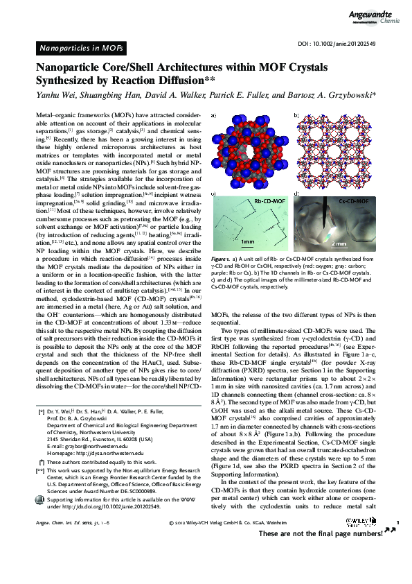 (PDF) Nanoparticle Core/Shell Architectures within MOF Crystals ...