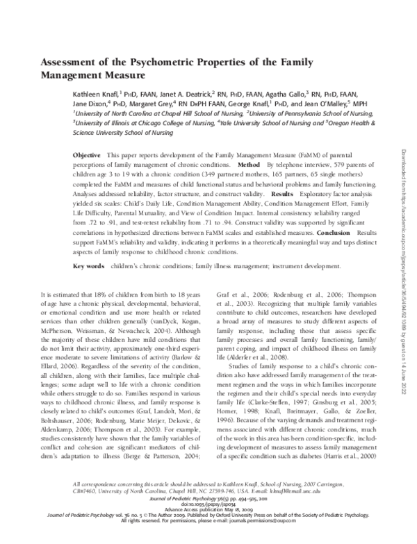 (PDF) Assessment of the Psychometric Properties of the Family ...