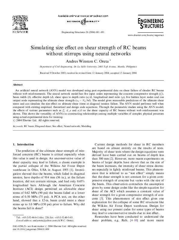 (PDF) Simulating size effect on shear strength of RC beams without ...