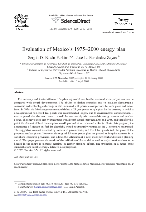 Evaluation of Mexico´s 1975–2000 energy plan