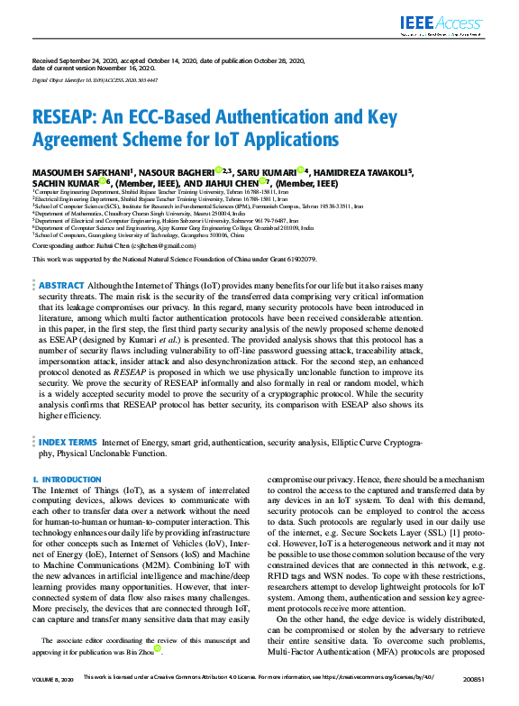 (PDF) RESEAP: An ECC-Based Authentication and Key Agreement Scheme for ...