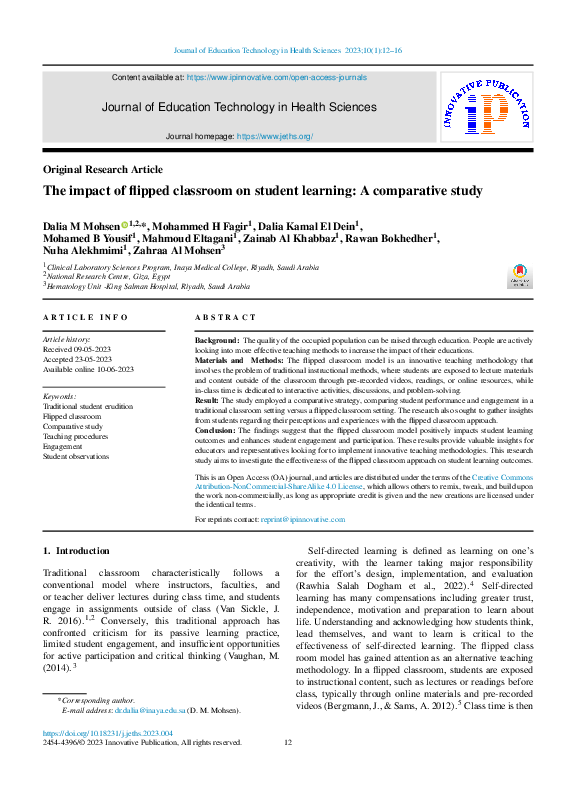 (PDF) The impact of flipped classroom on student learning: A ...