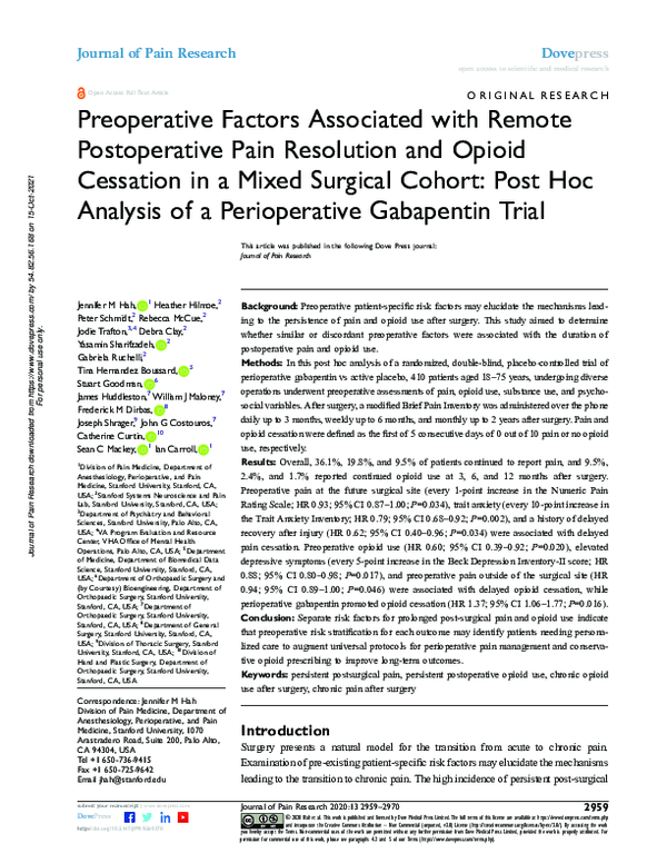 gabapentin post surgery pain
