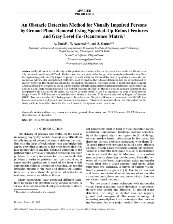 (PDF) An Obstacle Detection Method for Visually Impaired Persons by ...