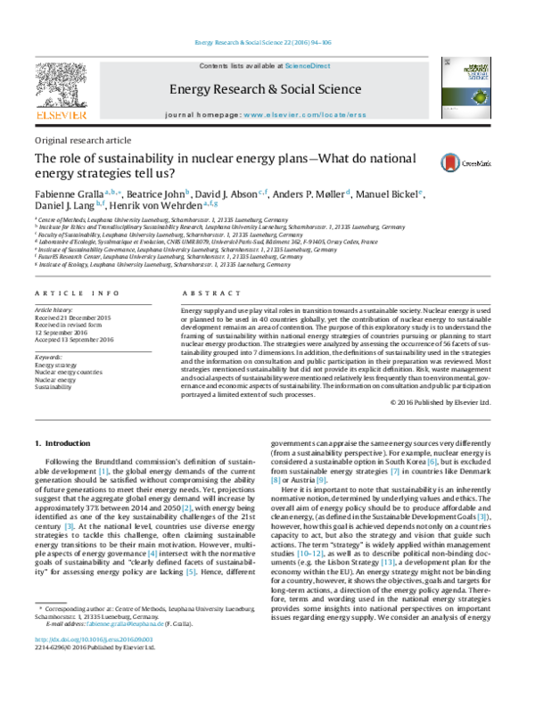 (PDF) The role of sustainability in nuclear energy plans—What do ...