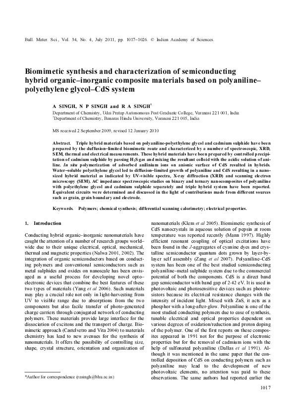 (PDF) Biomimetic synthesis and characterization of semiconducting ...
