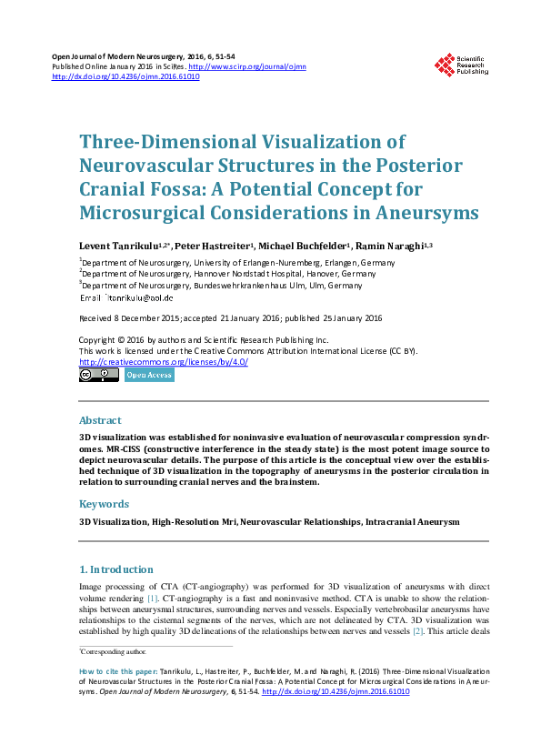 (PDF) Three-Dimensional Visualization of Neurovascular Structures in ...