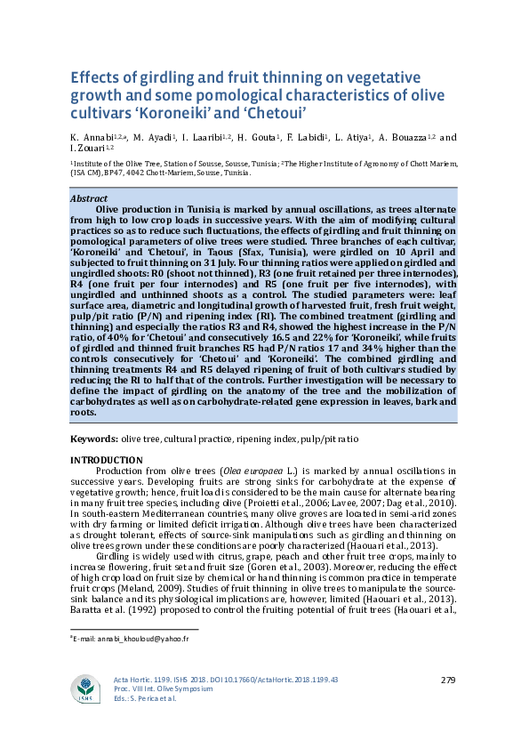 (PDF) Effects of girdling and fruit thinning on vegetative growth and ...