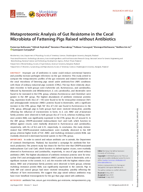 (PDF) Metaproteomic Analysis of Gut Resistome in the Cecal Microbiota ...