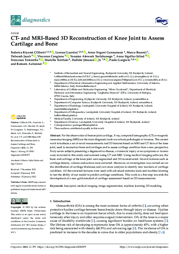 (PDF) CT- and MRI-Based 3D Reconstruction of Knee Joint to Assess ...