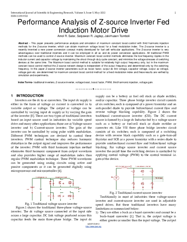 (PDF) Performance Analysis of Z-source Inverter Fed Induction Motor Drive