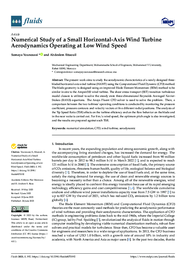 (PDF) Numerical Study of a Small Horizontal-Axis Wind Turbine ...
