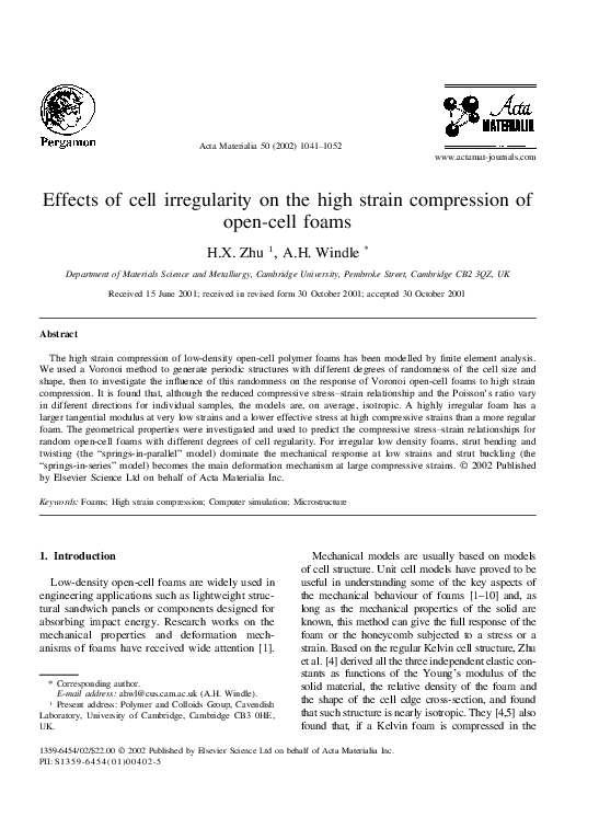 (PDF) Effects of cell irregularity on the high strain compression of ...